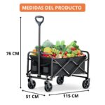 DASCK – Carro de Transporte Plegable con Ruedas, 120 kg, Asas Ajustables y Bolsa de Almacenaje - Imagen 4