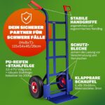 DASCK - Carretilla de Mano Plegable con Ruedas Neumáticas, Plataforma Reforzada, 200 kg - Imagen 4