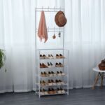 DASCK – Mueble Recibidor con Perchero y Zapatero de 5 Baldas – Blanco - Imagen 6