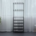 DASCK – Mueble Recibidor con Perchero y Zapatero de 5 Baldas – Negro - Imagen 2