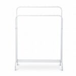 DASCK – Perchero de Pie Doble con Estante, 110 cm, Metálico – Blanco