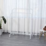DASCK – Perchero de Pie Doble con Estante, 110 cm, Metálico – Blanco - Imagen 2