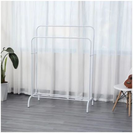 Perchero de Pie Doble Metálico con Estante 110 cm - Blanco 2