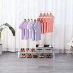 DASCK – Perchero de Pie Doble con Estante, 110 cm, Metálico – Blanco - Imagen 5