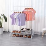 DASCK – Perchero de Pie Doble con Estante, 110 cm, Metálico – Blanco - Imagen 6