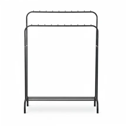 Perchero pie doble metálico negro 110cm