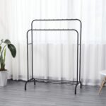 DASCK – Perchero de Pie Doble con Estante, 110 cm, Metálico – Negro - Imagen 2