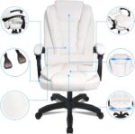 DASCK Sillón de Oficina Altura Ajustable Cuero Sintético Silla Director Blanca - Imagen 2