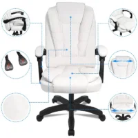 Sillón de Oficina Reclinable Cuero Sintético - Blanco 2