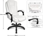 DASCK Sillón de Oficina Altura Ajustable Cuero Sintético Silla Director Blanca - Imagen 3