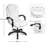 Sillón de Oficina Reclinable Cuero Sintético - Blanco 3
