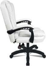 DASCK Sillón de Oficina Altura Ajustable Cuero Sintético Silla Director Blanca - Imagen 5