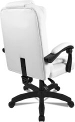 DASCK Sillón de Oficina Altura Ajustable Cuero Sintético Silla Director Blanca - Imagen 6