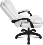 DASCK Sillón de Oficina Altura Ajustable Cuero Sintético Silla Director Blanca - Imagen 7
