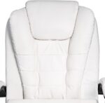 DASCK Sillón de Oficina Altura Ajustable Cuero Sintético Silla Director Blanca - Imagen 8