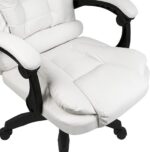 DASCK Sillón de Oficina Altura Ajustable Cuero Sintético Silla Director Blanca - Imagen 9