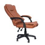 DASCK Sillón de Oficina Altura Ajustable Cuero Sintético Acolchada Reclinable Marrón - Imagen 3