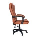 DASCK Sillón de Oficina Altura Ajustable Cuero Sintético Acolchada Reclinable Marrón - Imagen 4