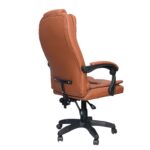 DASCK Sillón de Oficina Altura Ajustable Cuero Sintético Acolchada Reclinable Marrón - Imagen 5