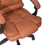 DASCK Sillón de Oficina Altura Ajustable Cuero Sintético Acolchada Reclinable Marrón - Imagen 6