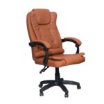 DASCK Sillón de Oficina Altura Ajustable Cuero Sintético Acolchada Reclinable Marrón - Imagen 7
