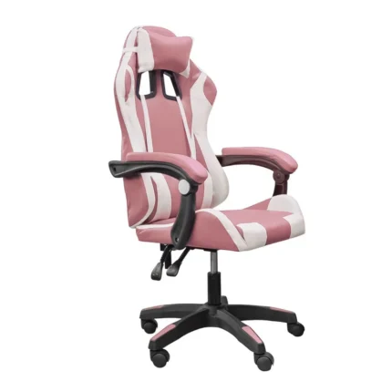 Silla gaming reclinable rosa con cojines