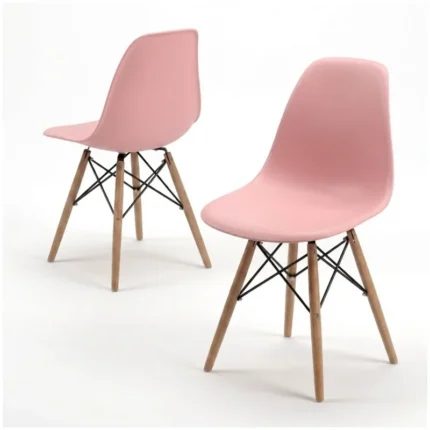 Silla Nórdica Rosa Estilo Escandinavo Patas de Madera 2
