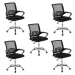 DASCK - Pack 5 Sillas de Oficina Ergonómicas de Malla con Ruedas 360° – Pie Cromado