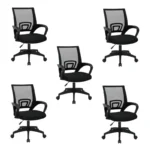 Pack 5 sillas oficina ergonómicas base negra