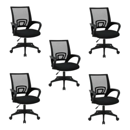 Pack 5 sillas oficina ergonómicas base negra
