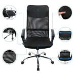 Silla de Oficina Respaldo Alto Malla Base Cromada 3