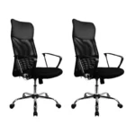 Pack 2 sillas oficina respaldo alto cromada