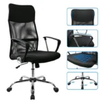 Pack 2 Sillas de Oficina Respaldo Alto Malla Cromada 3