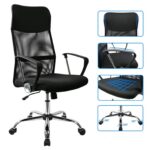DASCK – Pack 5 Sillas de Oficina Ergonómicas con Respaldo de Malla y Base Cromada - Imagen 3