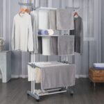 DASCK – Tendedero Plegable con Ruedas, 3 Niveles y Ancho Ajustable – Gris - Imagen 3