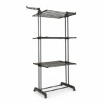 DASCK – Tendedero Plegable con Ruedas, 3 Niveles y Ancho Ajustable – Negro