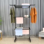 DASCK – Tendedero Plegable con Ruedas, 3 Niveles y Ancho Ajustable – Negro - Imagen 3