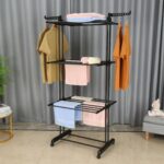 DASCK – Tendedero Plegable con Ruedas, 3 Niveles y Ancho Ajustable – Negro - Imagen 4